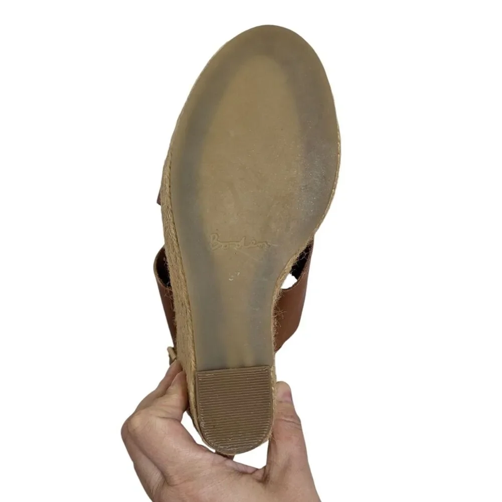 Boden Size 37 US 7 Brown Crossover Rope Platform Wedge Leather Espadrille Sandal